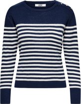 Jacqueline de Yong Trui Jdydulu L/s Stripe Pullover Knt 15247504 Black Iris Dames Maat - XS