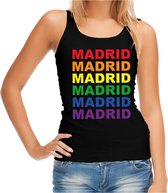 Regenboog Madrid gay pride / parade zwarte tanktop voor dames - LHBT evenement tanktops kleding S