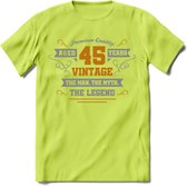 45 Jaar Legend T-Shirt | Goud - Zilver | Grappig Verjaardag Cadeau | Dames - Heren | - Groen - M