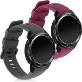 kwmobile 2x armband voor Honor Watch GS Pro - Bandjes voor fitnesstracker in grijs / donkerrood