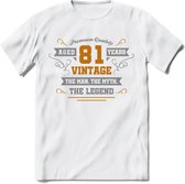 81 Jaar Legend T-Shirt | Goud - Zilver | Grappig Verjaardag Cadeau | Dames - Heren | - Wit - L