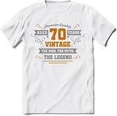70 Jaar Legend T-Shirt | Goud - Zilver | Grappig Verjaardag Cadeau | Dames - Heren | - Wit - XL