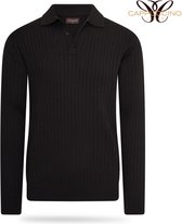 Cappuccino - Polo - Lange Mouw - Knitted - Zwart - XL