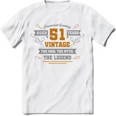 51 Jaar Legend T-Shirt | Goud - Zilver | Grappig Verjaardag Cadeau | Dames - Heren | - Wit - M