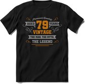 79 Jaar Legend T-Shirt | Goud - Zilver | Grappig Verjaardag Cadeau | Dames - Heren | - Zwart - S