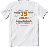 79 Jaar Legend T-Shirt | Goud - Zilver | Grappig Verjaardag Cadeau | Dames - Heren | - Wit - XL