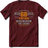 68 Jaar Legend T-Shirt | Goud - Zilver | Grappig Verjaardag Cadeau | Dames - Heren | - Burgundy - S