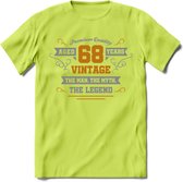 68 Jaar Legend T-Shirt | Goud - Zilver | Grappig Verjaardag Cadeau | Dames - Heren | - Groen - S