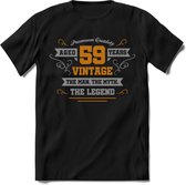 59Jaar Legend T-Shirt | Goud - Zilver | Grappig Verjaardag Cadeau | Dames - Heren | - Zwart - XXL