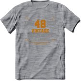 48 Jaar Legend T-Shirt | Goud - Zilver | Grappig Verjaardag Cadeau | Dames - Heren | - Donker Grijs - Gemaleerd - 3XL