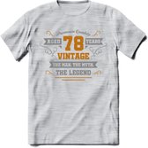 78 Jaar Legend T-Shirt | Goud - Zilver | Grappig Verjaardag Cadeau | Dames - Heren | - Licht Grijs - Gemaleerd - S