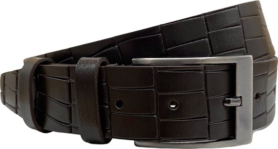 Arrigo Riem - 3.5 cm - Donkerbruin - Leer - Croco - 115 cm (Taille 95 cm)