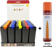 50 stuks Aanstekers -Matt rubber soft touch - merk Unilite  - navulbaar aansteker + Gratis gasfles