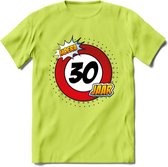 30 Jaar Hoera Verkeersbord T-Shirt | Grappig Verjaardag Cadeau | Dames - Heren | - Groen - XL