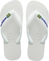 Havaianas Brasil Logo Unisex Slippers - White - Maat 37/38