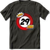 29 Jaar Hoera Verkeersbord T-Shirt | Grappig Verjaardag Cadeau | Dames - Heren | - Donker Grijs - M