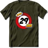 29 Jaar Hoera Verkeersbord T-Shirt | Grappig Verjaardag Cadeau | Dames - Heren | - Leger Groen - S