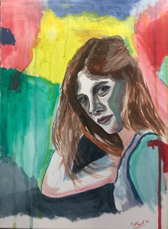 Abstract jonge vrouw - oil on canvas - 30x40 cm