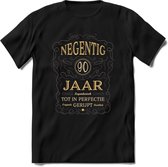 90 Jaar Legendarisch Gerijpt T-Shirt | Grijs - Ivoor | Grappig Verjaardag Cadeau | Dames - Heren | - Zwart - M