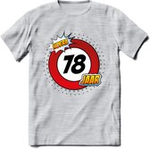 78 Jaar Hoera Verkeersbord T-Shirt | Grappig Verjaardag Cadeau | Dames - Heren | - Licht Grijs - Gemaleerd - XXL