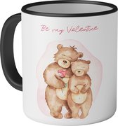 Mok met tekst: Be my valentine + beertjes - Valentijnsdag Cadeautje - 330ml
