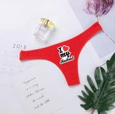 Rode string 'I love my husband' - Red thong 'I love my husband' - Size L - Funny thong - grappige string