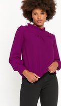 LOLALIZA Blouse met kraag met ruches - Paars - Maat 36