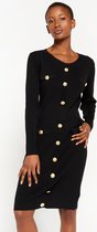LOLALIZA Bodycon jurk met ronde hals - Zwart - Maat XS