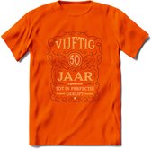 50 Jaar Legendarisch Gerijpt T-Shirt | Bordeauxrood - Ivoor | Grappig Verjaardag Cadeau | Dames - Heren | - Oranje - L