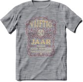 50 Jaar Legendarisch Gerijpt T-Shirt | Bordeauxrood - Ivoor | Grappig Verjaardag Cadeau | Dames - Heren | - Donker Grijs - Gemaleerd - 3XL
