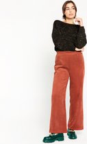 LOLALIZA Corduroy broek met wijde pijpen - Roest - Maat 42