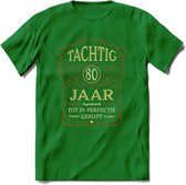 80 Jaar Legendarisch Gerijpt T-Shirt | Roest - Ivoor | Grappig Verjaardag Cadeau | Dames - Heren | - Donker Groen - 3XL