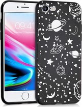 iMoshion Hoesje Geschikt voor iPhone SE (2022) / SE (2020) / 8 / 7 Hoesje Siliconen - iMoshion Design hoesje - Zwart / Fun Galaxy