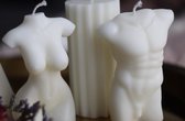 SET! Mannelijke en vrouwelijke torso kaars 10,5cm body candles (glitter inhoud) - lichaam kaars - 100% premium was en handgemaakt - ivoor