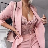 Lace body roze | M | lingerie bodysuit kant