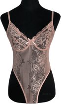 Lace body roze | M | lingerie bodysuit kant