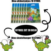 Akyol - sleutelhanger met Uitdeelzakjes set Dino's- 20 stuks - Traktatie zakjes voor Uitdeelcadeautjes - sleutelhanger - Uitdeelzakjes Kinderfeestje - Kinderen - Cadeau - Verjaarda