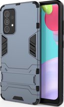 Samsung Galaxy A52 Hoesje - Mobigear - Armor Stand Serie - Hard Kunststof Backcover - Blauw - Hoesje Geschikt Voor Samsung Galaxy A52