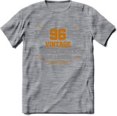 96 Jaar Legend T-Shirt | Goud - Zilver | Grappig Verjaardag Cadeau | Dames - Heren | - Donker Grijs - Gemaleerd - XL