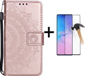 GSMNed - Leren design telefoonhoes - iPhone 13 mini roze - Luxe iPhone hoesje met print - inclusief koord - pasjeshouder/portemonnee - 1 x screenprotector iPhone 13 mini