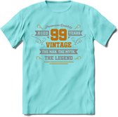 99 Jaar Legend T-Shirt | Goud - Zilver | Grappig Verjaardag Cadeau | Dames - Heren | - Licht Blauw - L