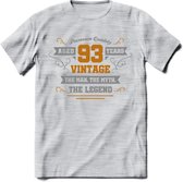 93 Jaar Legend T-Shirt | Goud - Zilver | Grappig Verjaardag Cadeau | Dames - Heren | - Licht Grijs - Gemaleerd - XXL
