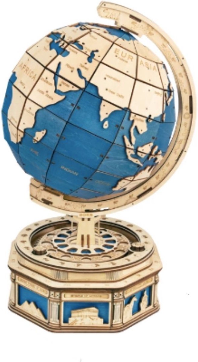 Robotime 8 Wereldwonderen kluis - Rokr - Globe - Wereldbol - Sterrenbeeld - Houten puzzel - Volwassenen - 3D puzzel - Modelbouw - DIY