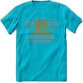 27 Jaar Legend T-Shirt | Goud - Zilver | Grappig Verjaardag Cadeau | Dames - Heren | - Blauw - XL