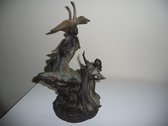 Bronzen beeld van Lydia en de zwaan