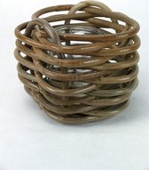 Weave Dark Rattan Lantern 15*15*14cm