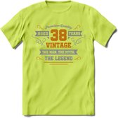 38 Jaar Legend T-Shirt | Goud - Zilver | Grappig Verjaardag Cadeau | Dames - Heren | - Groen - S