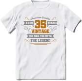 35 Jaar Legend T-Shirt | Goud - Zilver | Grappig Verjaardag Cadeau | Dames - Heren | - Wit - XXL