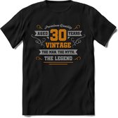 30 Jaar Legend T-Shirt | Goud - Zilver | Grappig Verjaardag Cadeau | Dames - Heren | - Zwart - 3XL