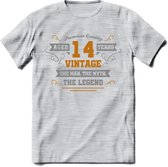 14 Jaar Legend T-Shirt | Goud - Zilver | Grappig Verjaardag Cadeau | Dames - Heren | - Licht Grijs - Gemaleerd - XL